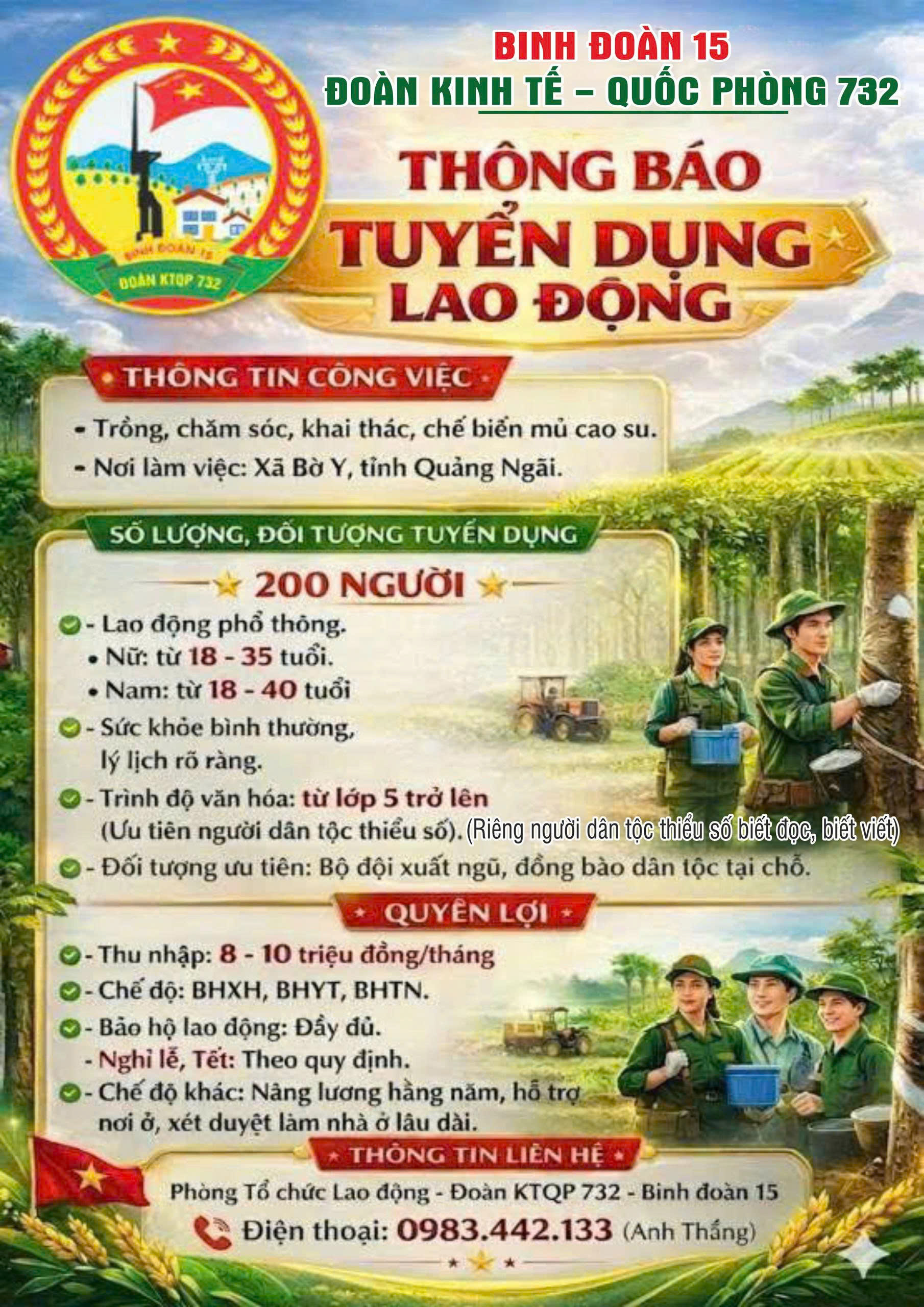 Đoàn KTQP 732 tuyển dụng